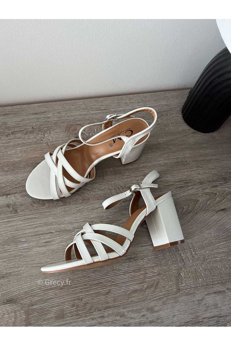 Chaussures Sandales blanches talons grecy mariage ceremonie