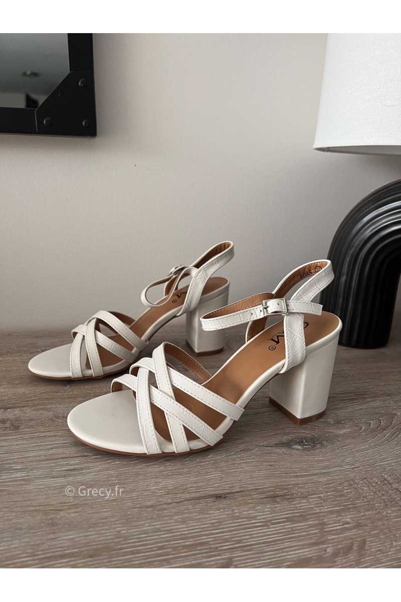 Chaussures Sandales blanches talons grecy mariage ceremonie