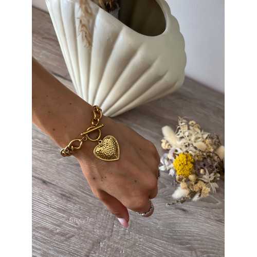 bracelet coeur doré grecy bijoux acier inoxydable