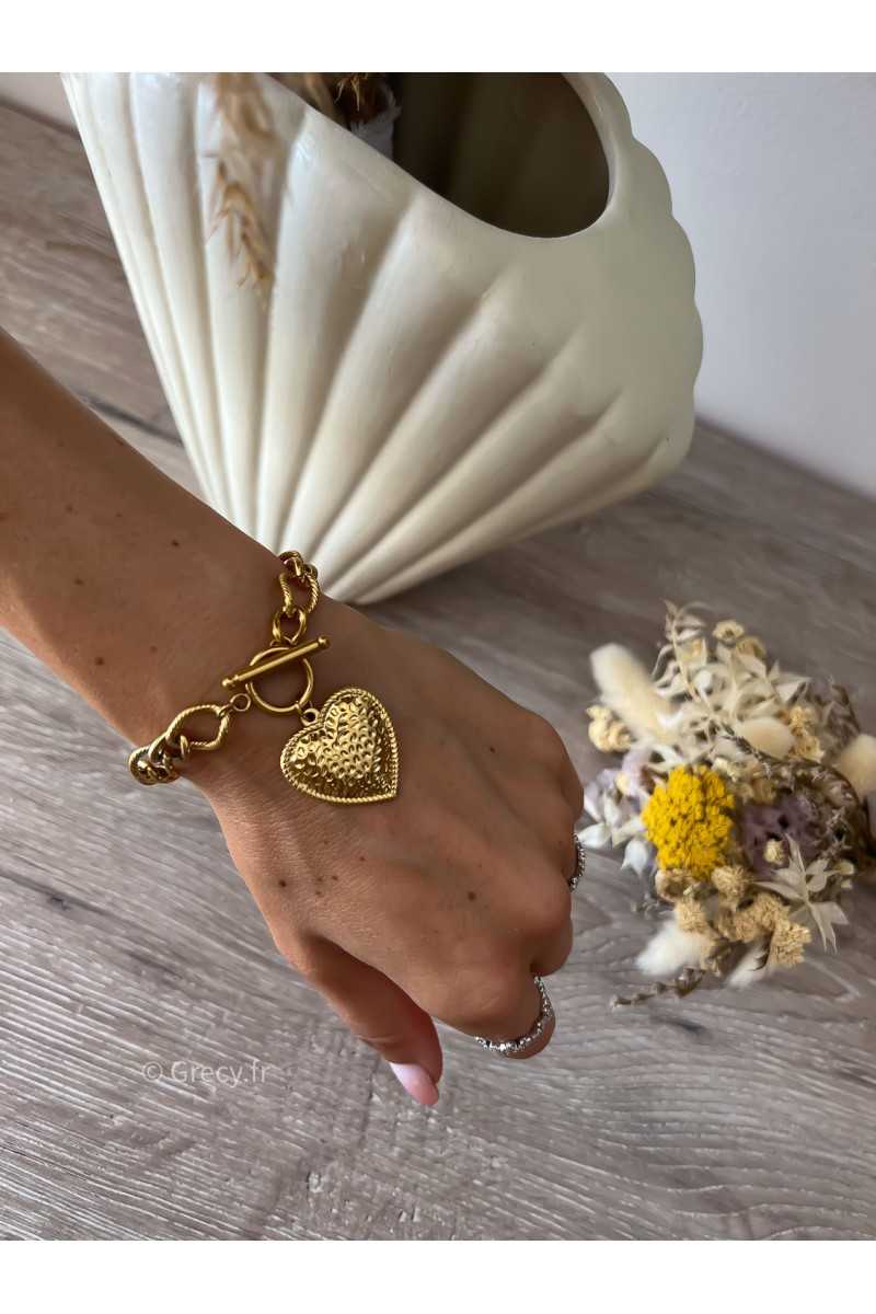 bracelet coeur doré grecy bijoux acier inoxydable
