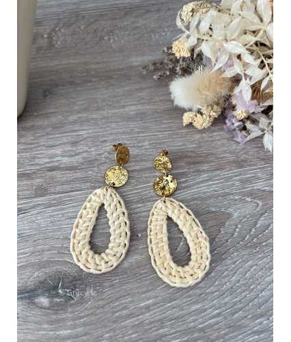 boucles d'oreilles raphia grecy bijoux acier inoxydable