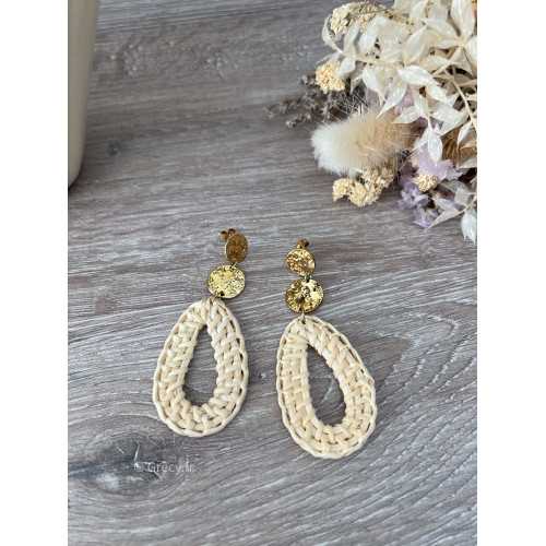 Boucles d'oreilles raphia
