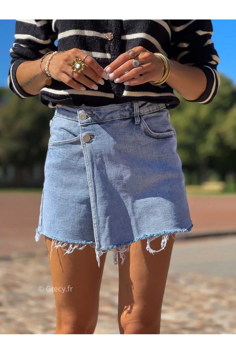 Jupe short jean tendance mode grecy zara mango style blogueuse