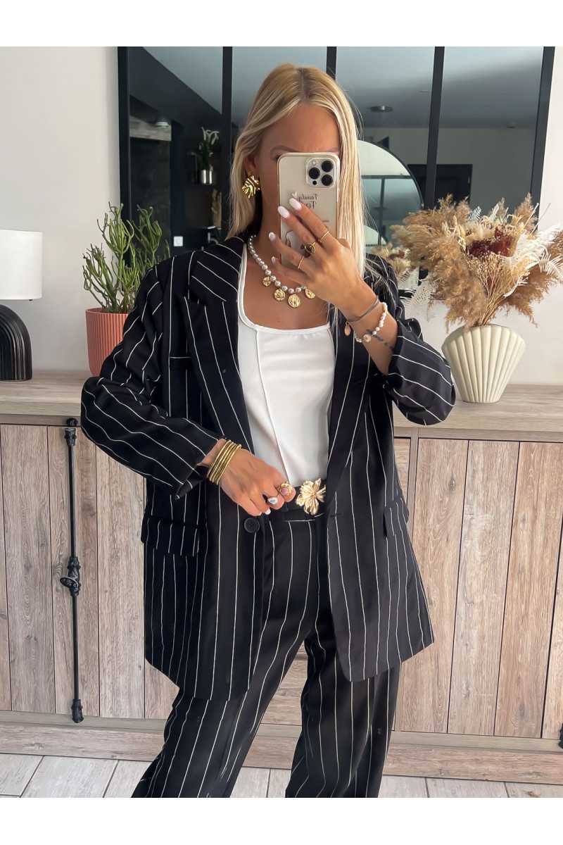 blazer rayures ensemble rayé pantalon costume tailleur chic grecy mode tendance zara mango