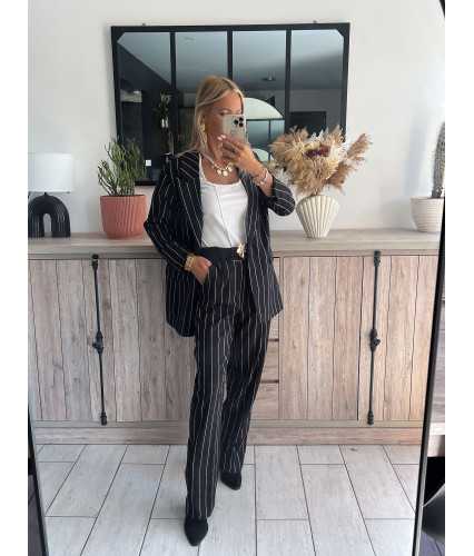 blazer rayures ensemble rayé pantalon costume tailleur chic grecy mode tendance zara mango