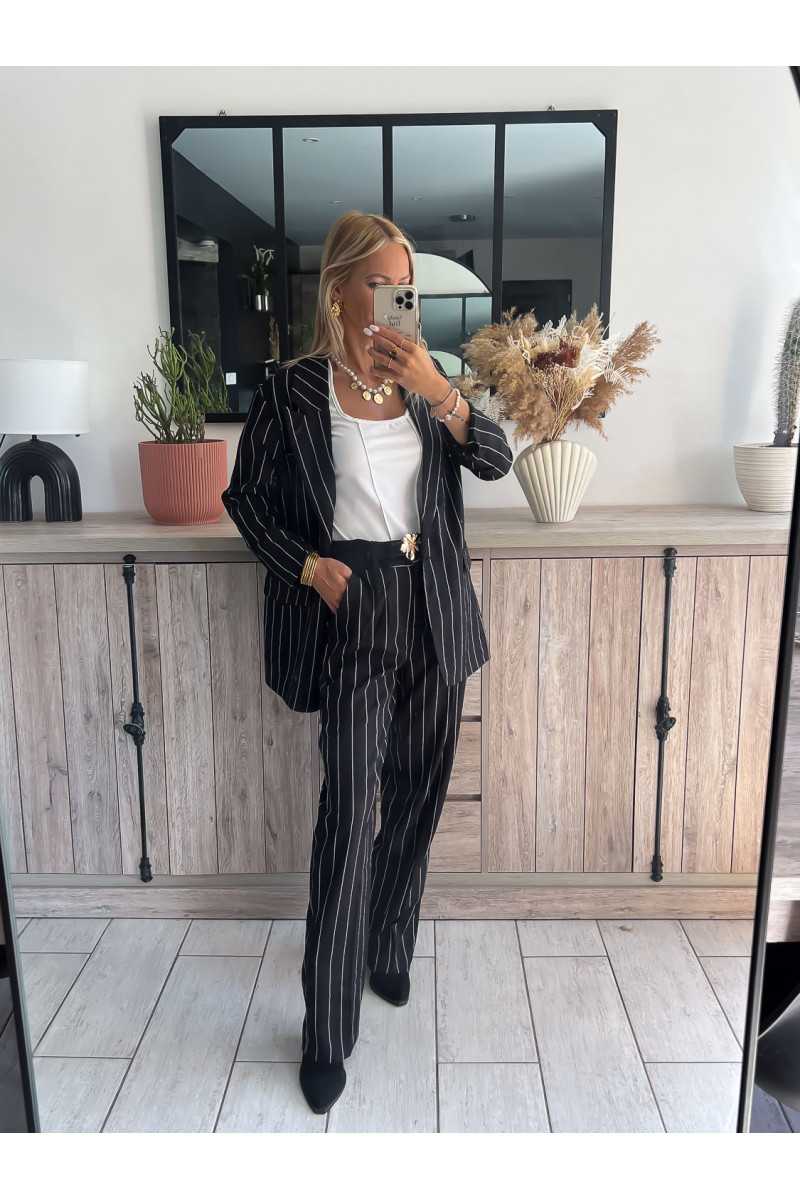 blazer rayures ensemble rayé pantalon costume tailleur chic grecy mode tendance zara mango