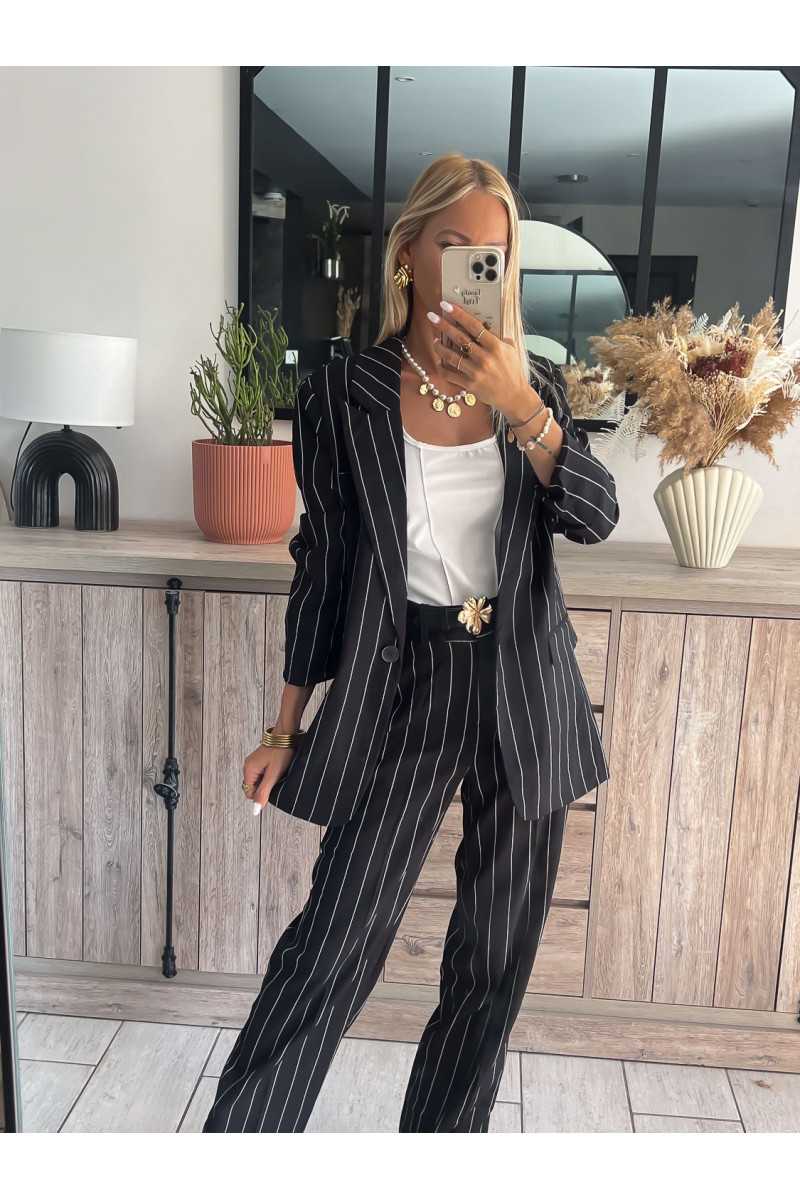 blazer rayures ensemble rayé pantalon costume tailleur chic grecy mode tendance zara mango