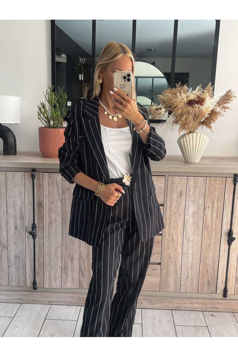 blazer rayures ensemble rayé pantalon costume tailleur chic grecy mode tendance zara mango