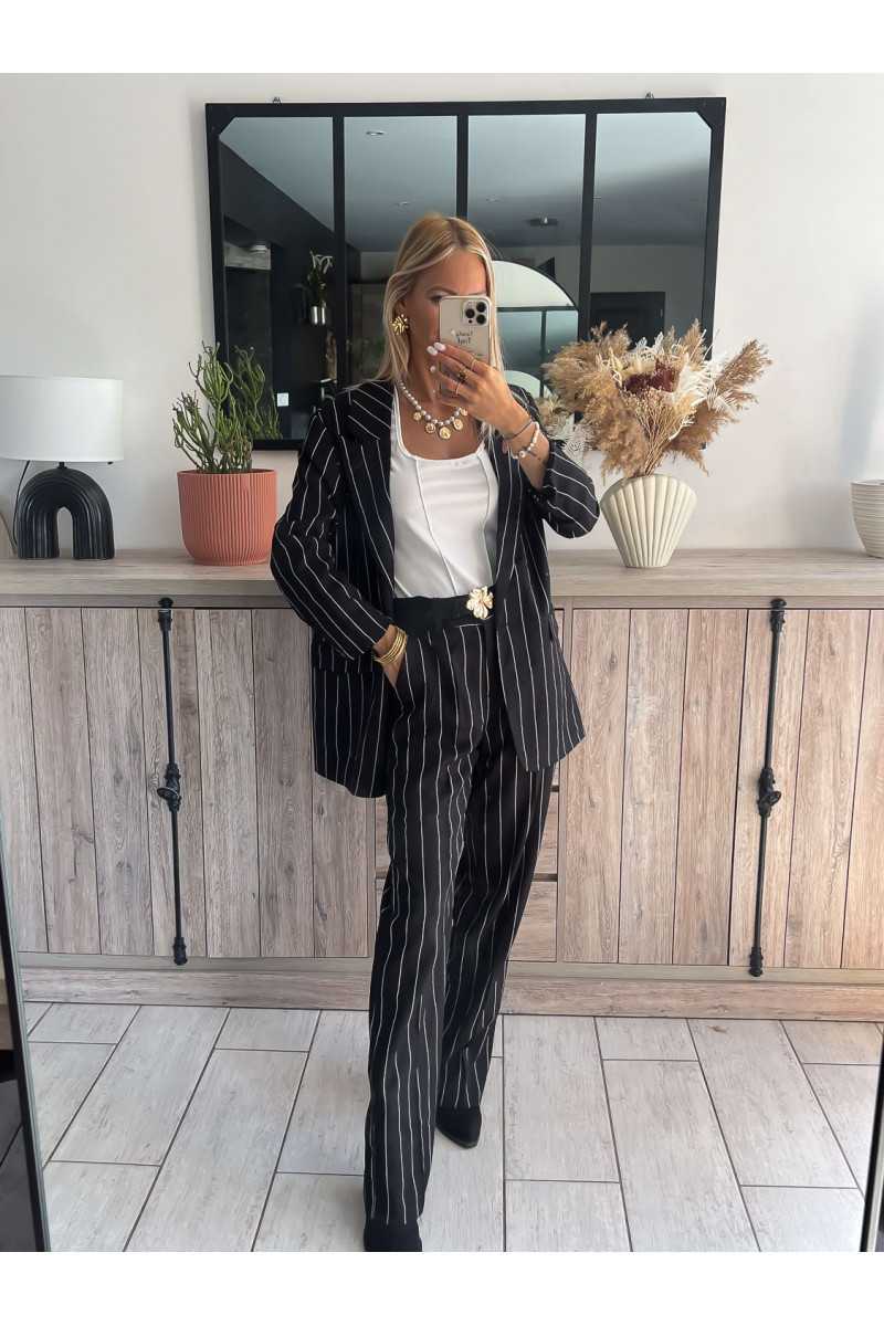 blazer rayures ensemble rayé pantalon costume tailleur chic grecy mode tendance zara mango