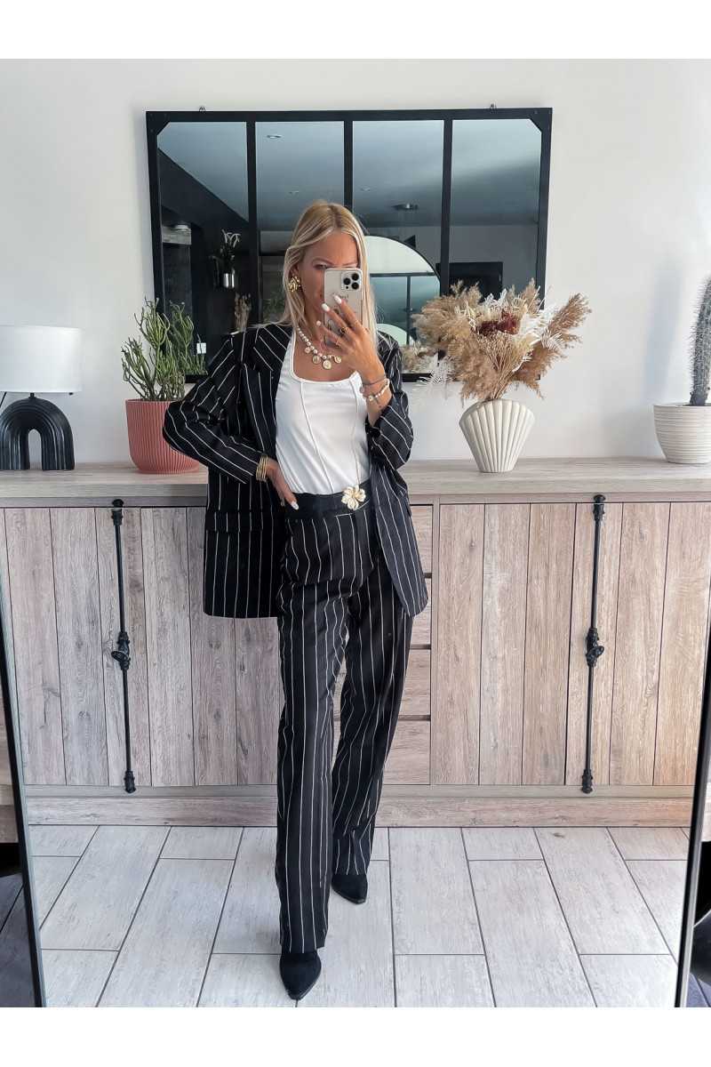 blazer rayures ensemble rayé pantalon costume tailleur chic grecy mode tendance zara mango