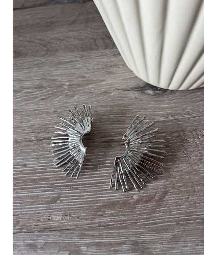 Boucles d'oreilles demi soleil argenté bijoux doré acier inoxydable grecy mode tendance
