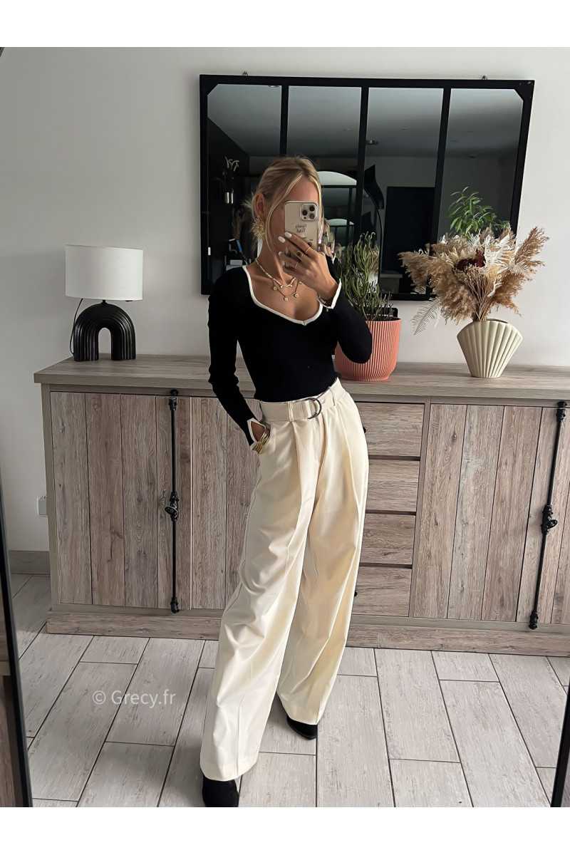 pantalon pinces beige ecru chic grecy mode tendance look blogueuse zara mango