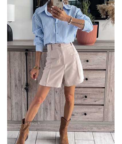 short pinces beige taille haute grecy mode tendance rose noir look zara mango automne hiver
