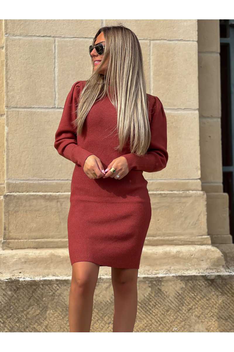 robe pull bordeaux maille automne hiver mode tendance look grecy mango zara automne