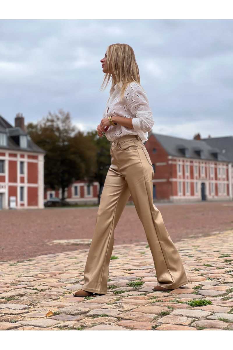 Pantalon simili cuir gold doré automne hiver mode tendance grecy