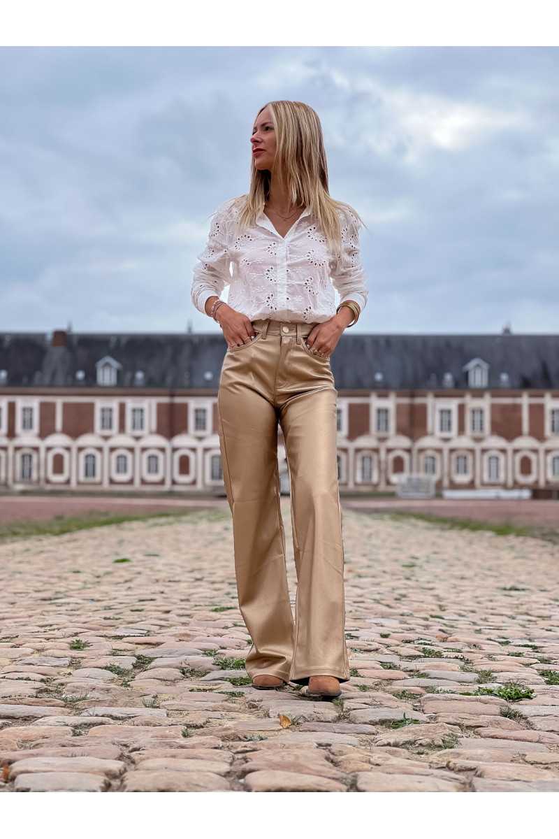 Pantalon simili cuir gold doré automne hiver mode tendance grecy