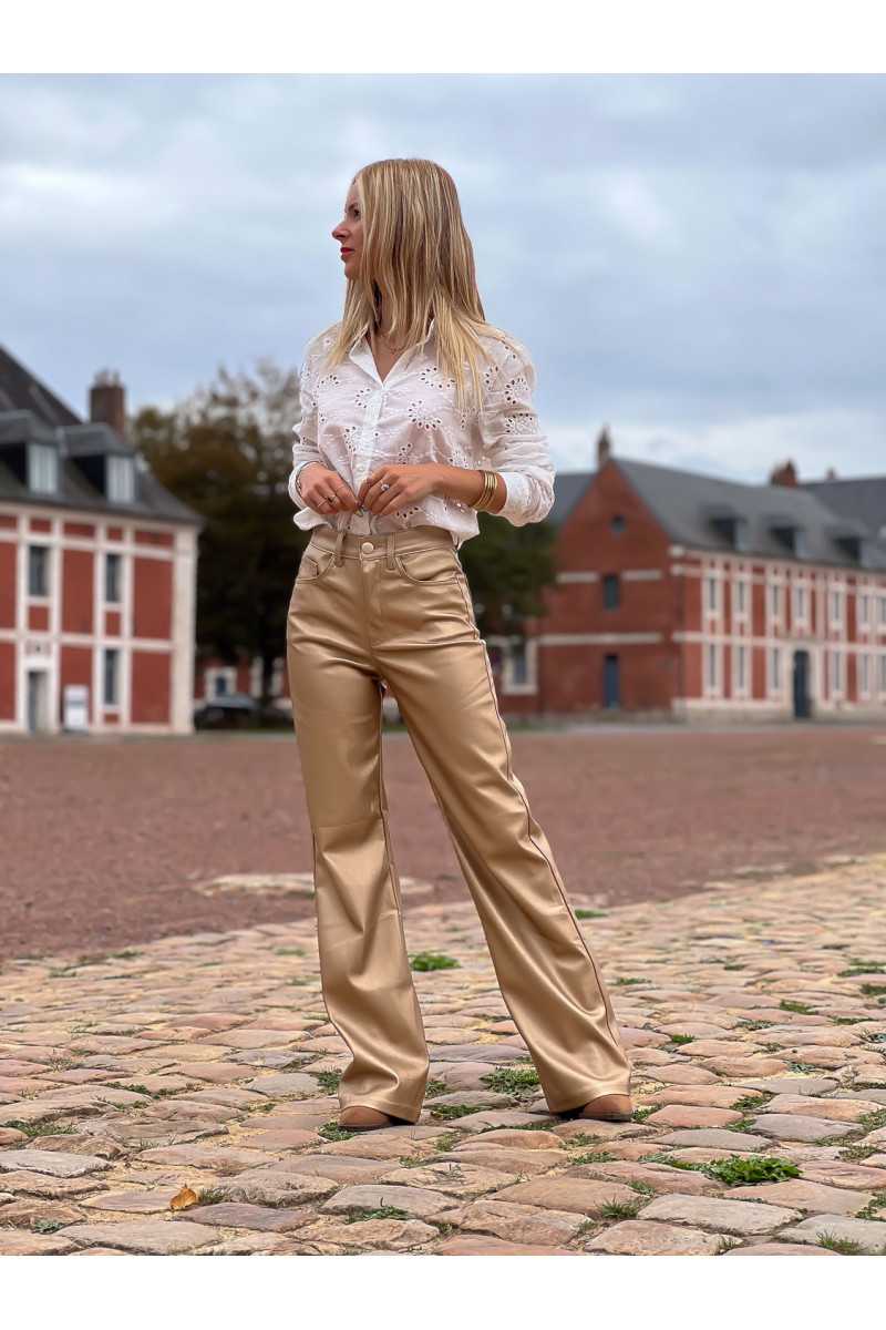 Pantalon simili cuir gold doré automne hiver mode tendance grecy