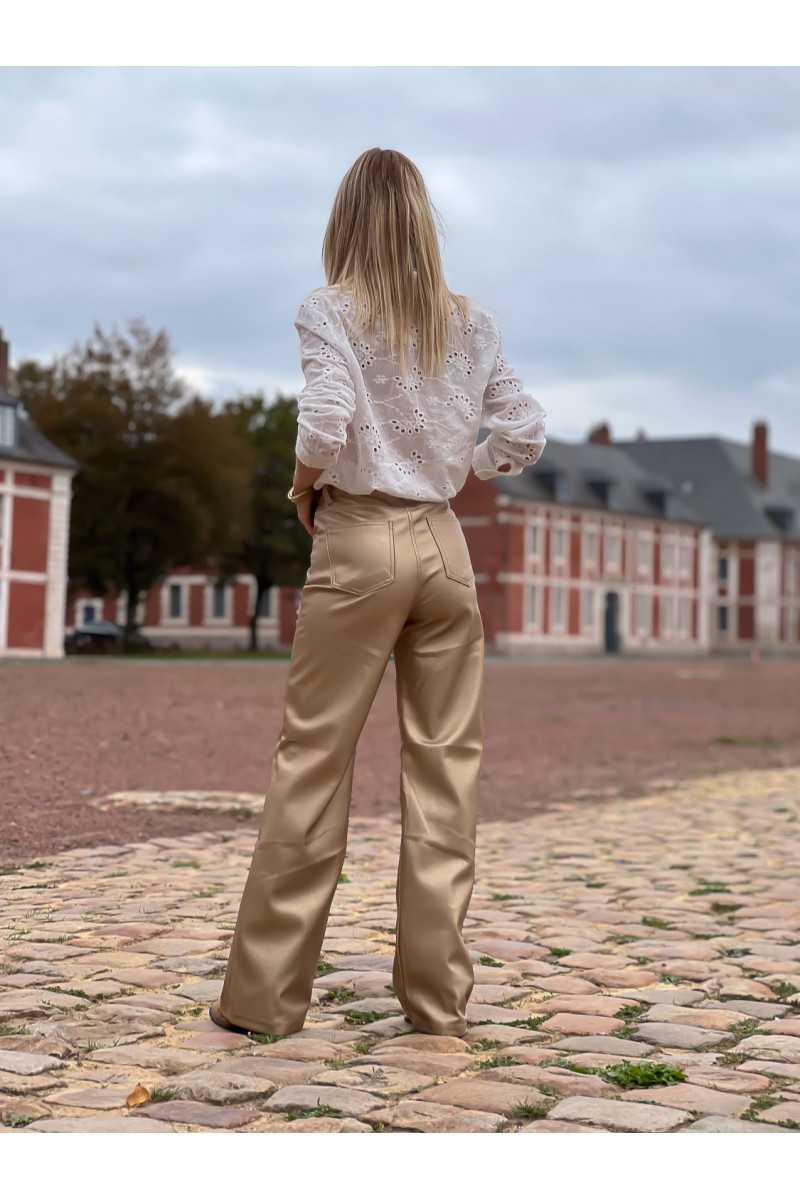 Pantalon simili cuir gold doré automne hiver mode tendance grecy
