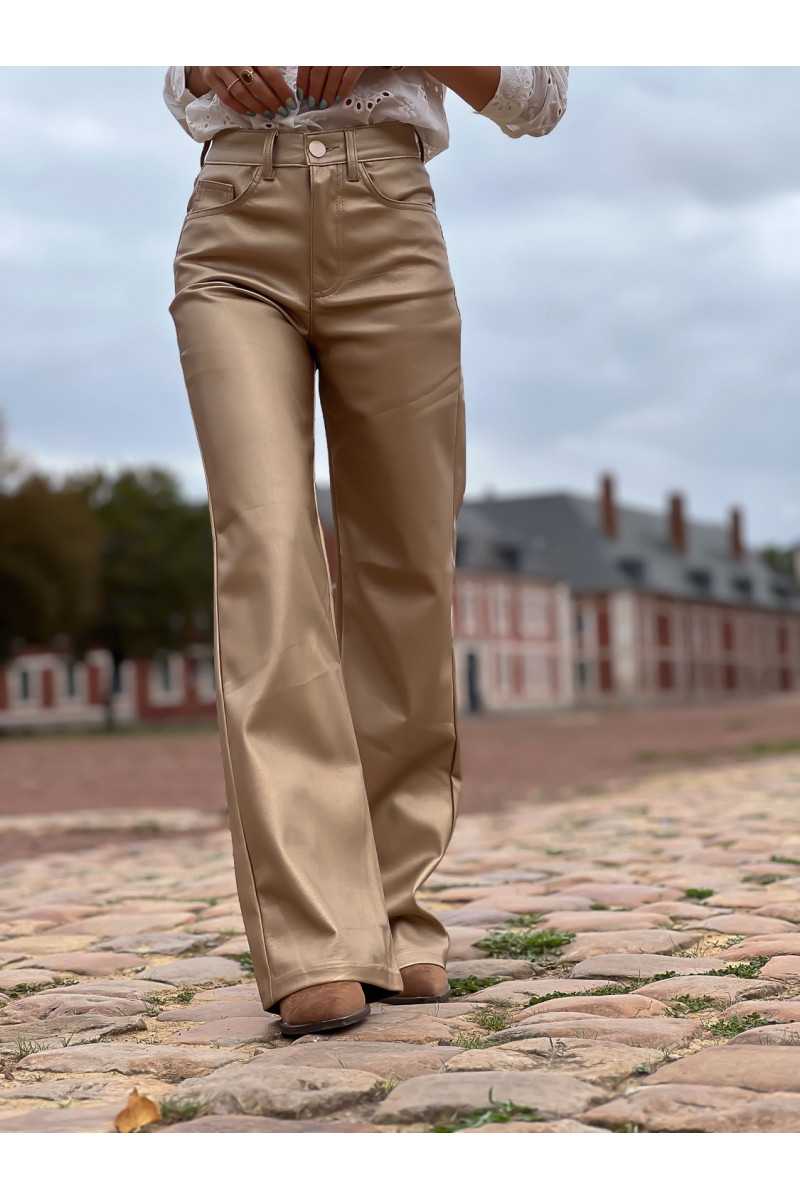 Pantalon simili cuir gold doré automne hiver mode tendance grecy