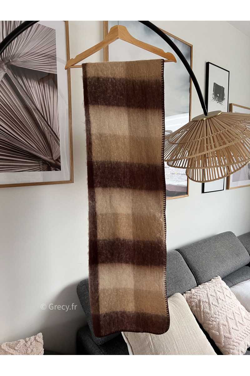 grosse écharpe laine marron chocolat carreaux plaid mode tendance 2023 automne hiver grecy sezane storets zara