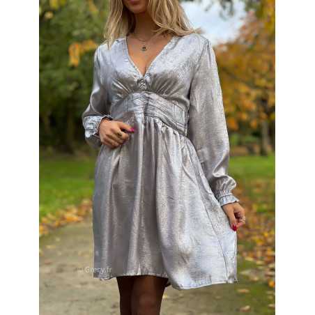 Robe argentée manche longue cheap