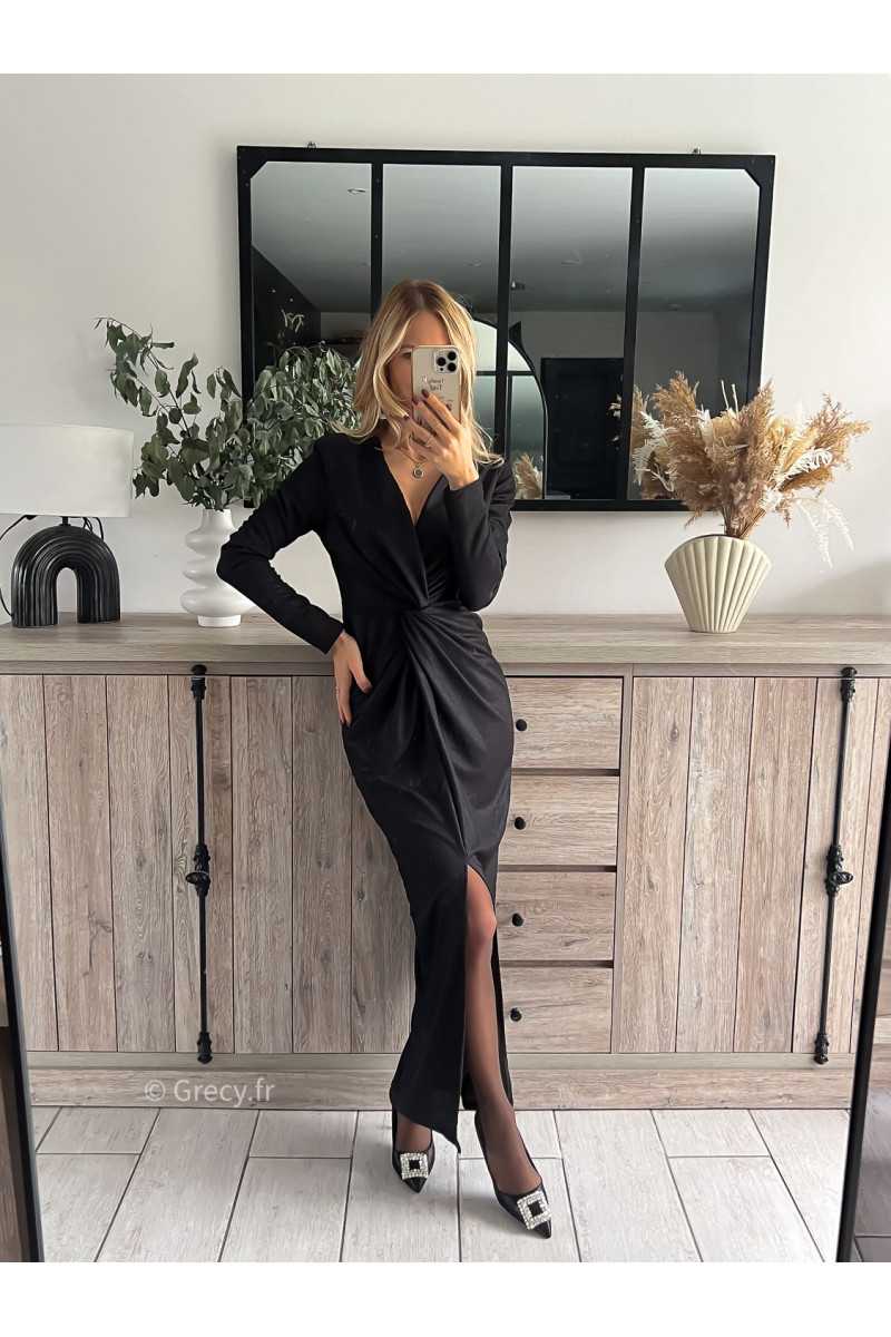 robe longue noire fendue ouverte chic grecy mode tendance outfit tenue