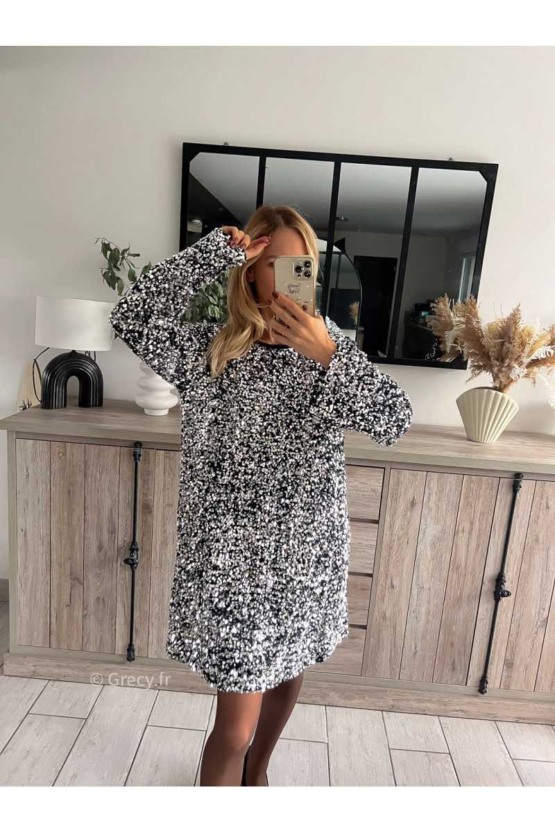 Robe gris pailleté hotsell