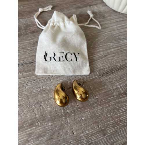 boucles d'oreilles bijoux acier inoxydable grecy goutte petites dorées or