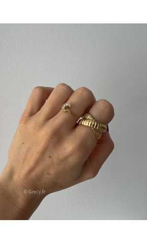 bague croisée dorée or occasion soirée acier inoxydable