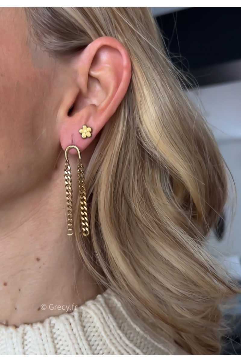 boucles d'oreilles bijoux acier inoxydable argent doré