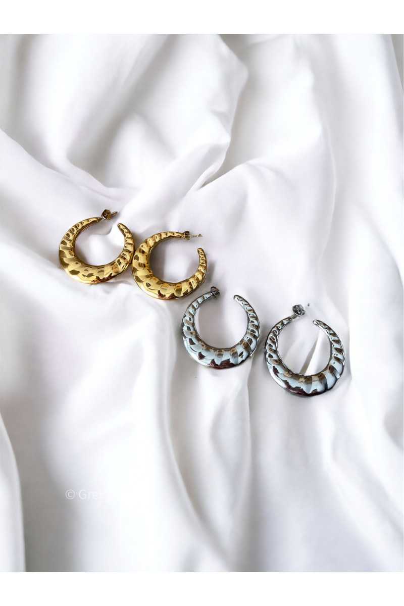 boucles d'oreilles créoles anneaux bijoux acier inoxydable argent doré
