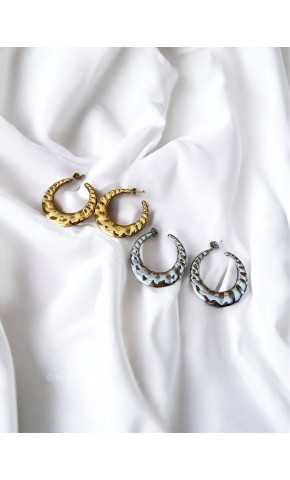 boucles d'oreilles créoles anneaux bijoux acier inoxydable argent doré