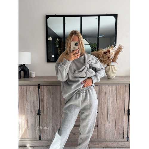 ensemble jogging sweat gros noeud gris pull mode tendance chic grecy outfit ootd