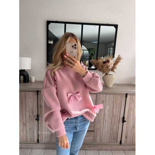 sweat noeuds ruban rose pull mode tendance chic grecy outfit ootd