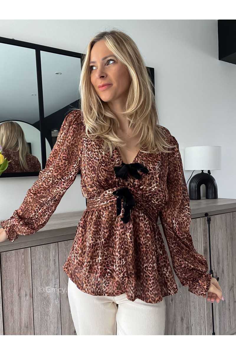 blouse noeuds nouée leopard fluide printemps été grecy mode outfit ootd look tendance