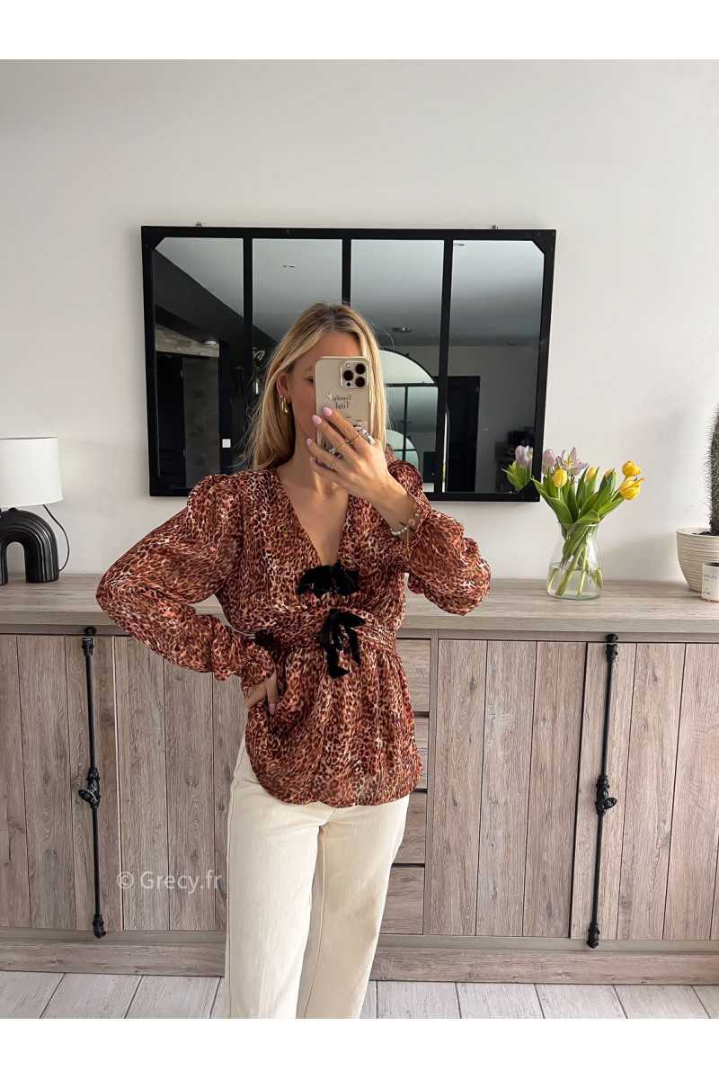 blouse noeuds nouée leopard fluide printemps été grecy mode outfit ootd look tendance