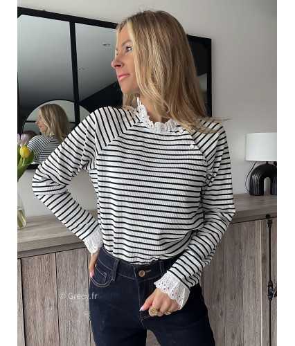 pull fin léger marin marinière col broderies sezane grecy mode outfit ootd look tendance oversize