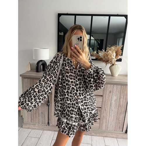 chemise oversize gaze de coton leopard printemps grecy mode ootd tenue look tendance