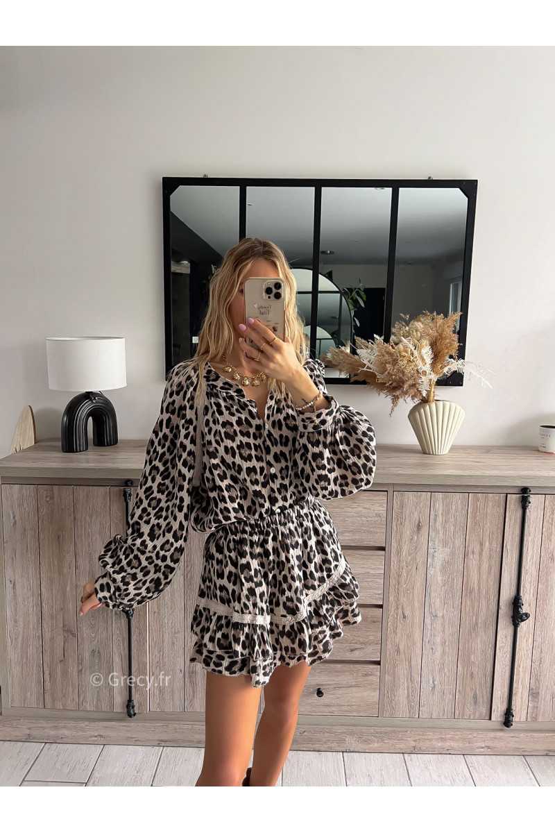 chemise oversize gaze de coton leopard printemps grecy mode ootd tenue look tendance