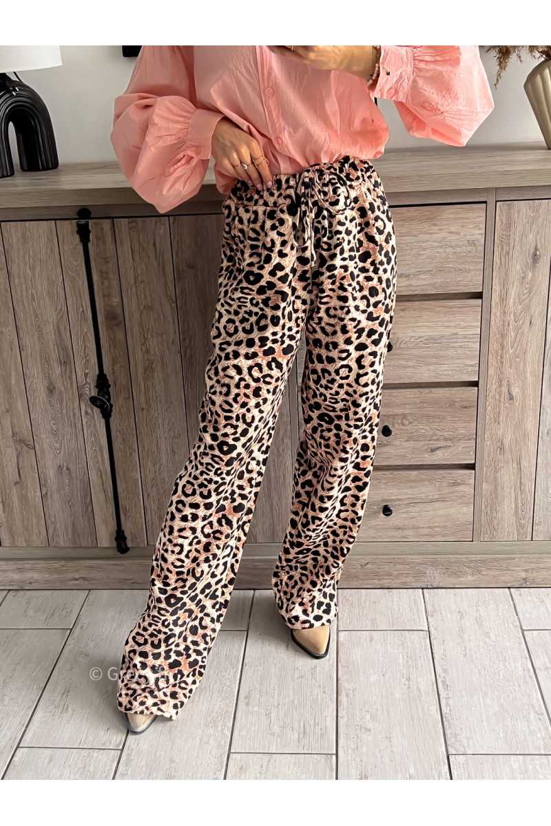 pantalon fluide leopard élastique long printemps grecy mode ootd tenue look tendance