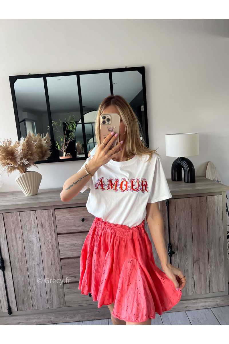 t-shirt blanc amour fleuri mode grecy printemps 2024 ootd look tenue outfit