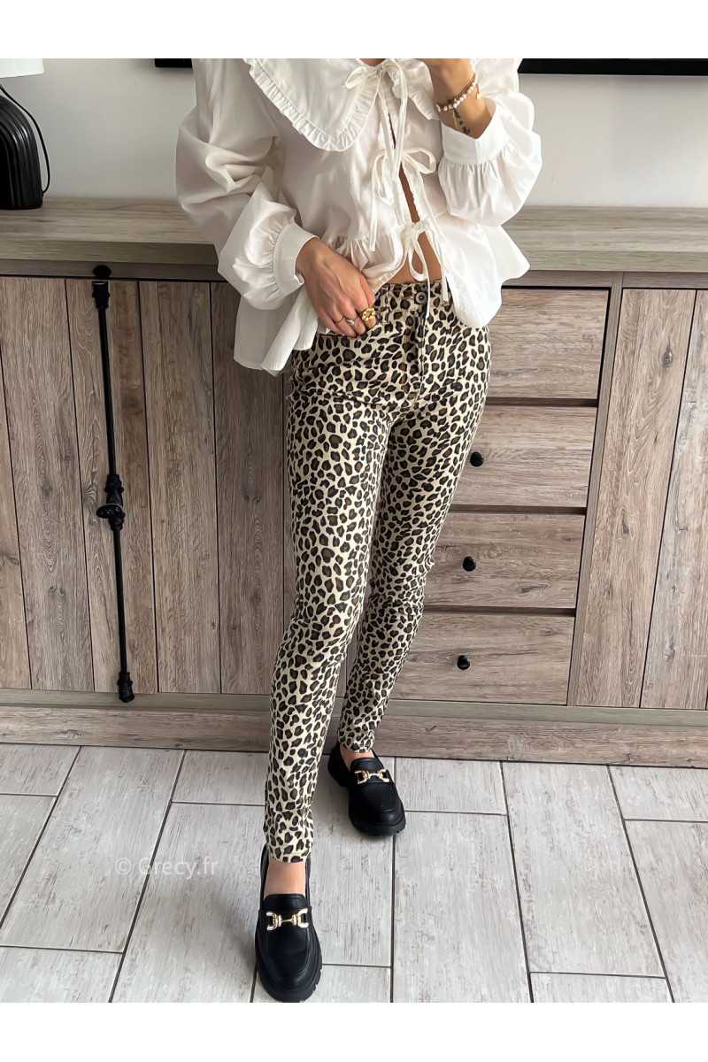 jean slim skinny leopard léopard pantalon push up été printemps 2024 mode grecy tenue ootd outfit look