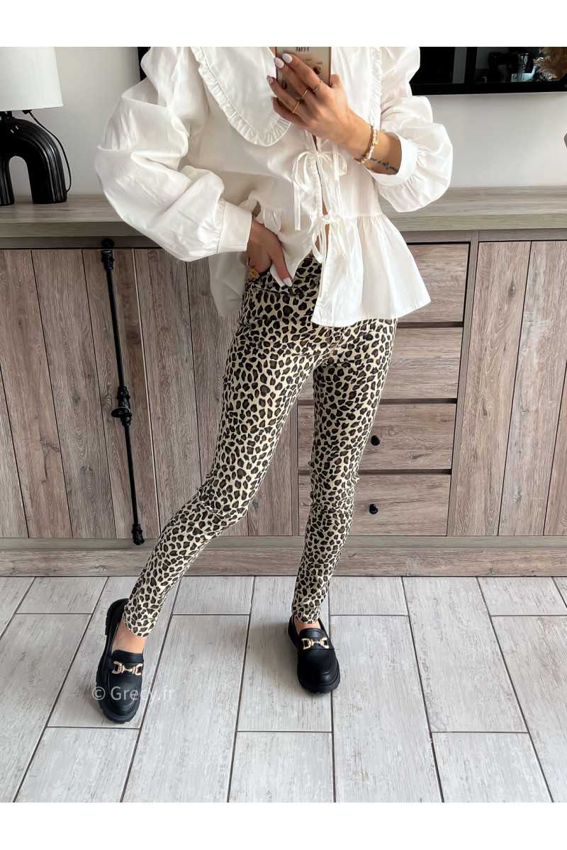jean slim skinny leopard léopard pantalon push up été printemps 2024 mode grecy tenue ootd outfit look