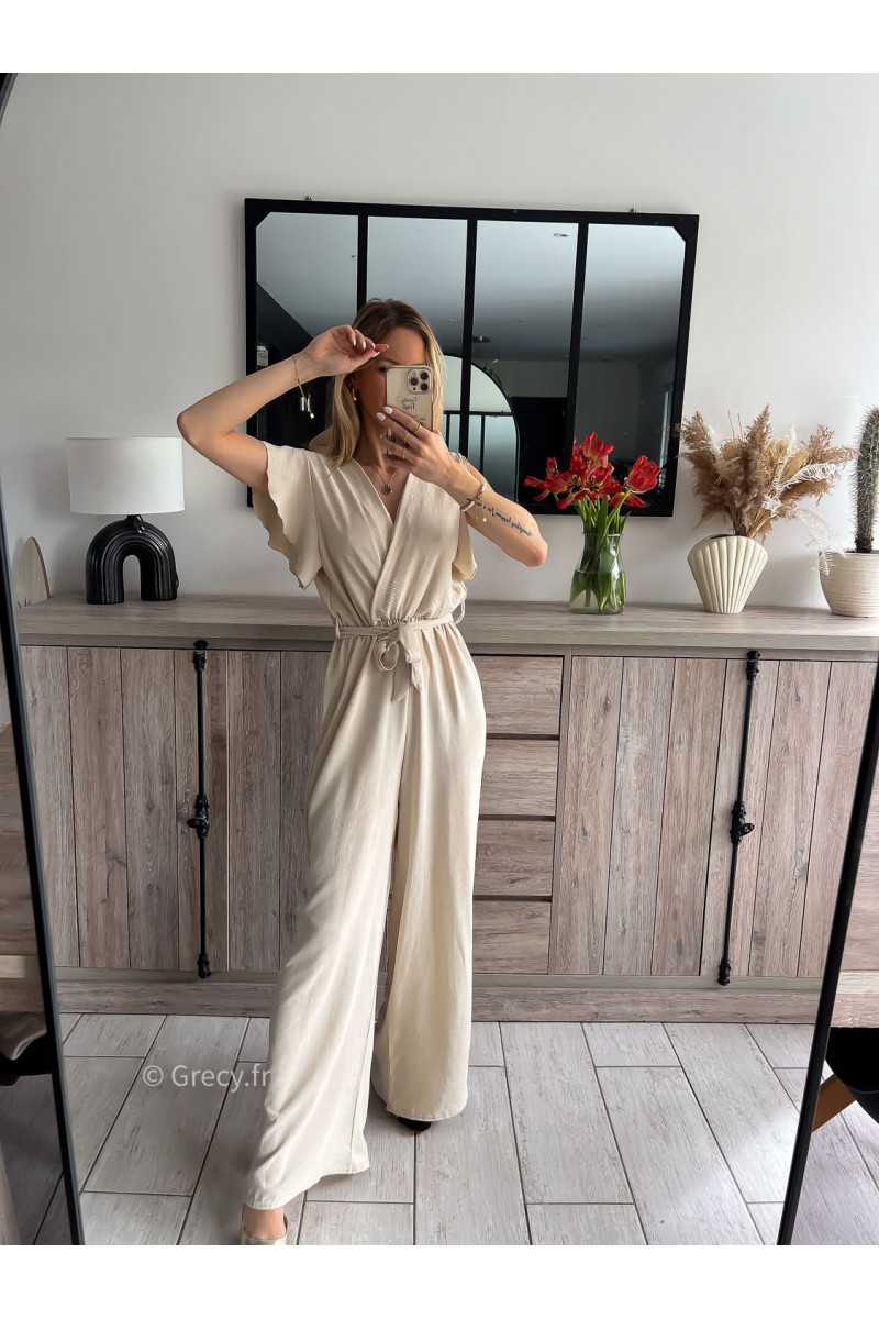 combinaison fluide beige ceinture dorée or mariage baptême chic grecy ootd outfit look tenue