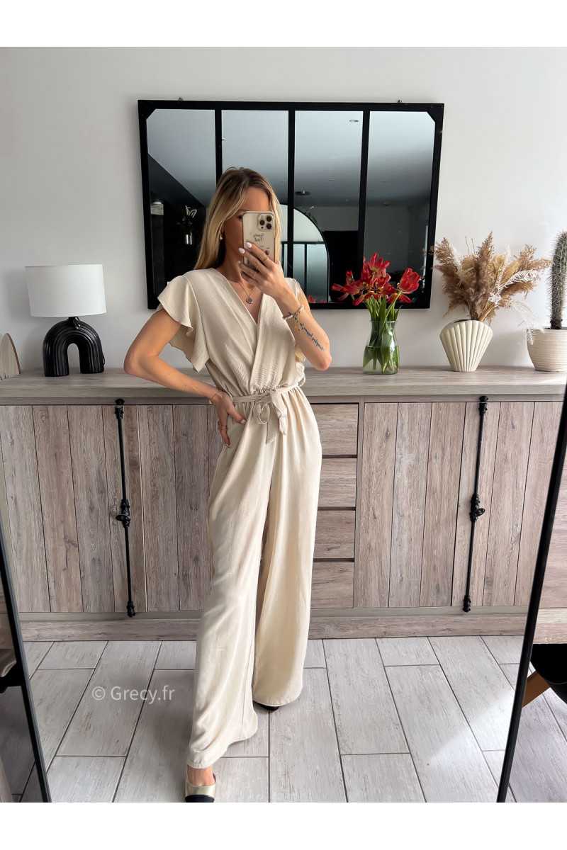 Combinaison Alba beige coupe ample aux jambes Couleur beige Taille Taille unique convient du 34 au 42