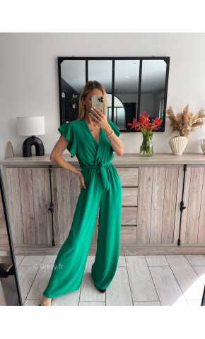combinaison fluide verte ceinture dorée or mariage baptême chic grecy ootd outfit look tenue