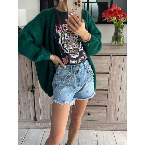 Short jean strass