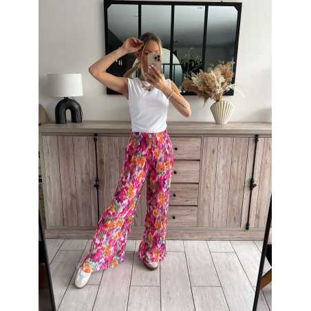 Pantalon fluide fleuri femme best sale