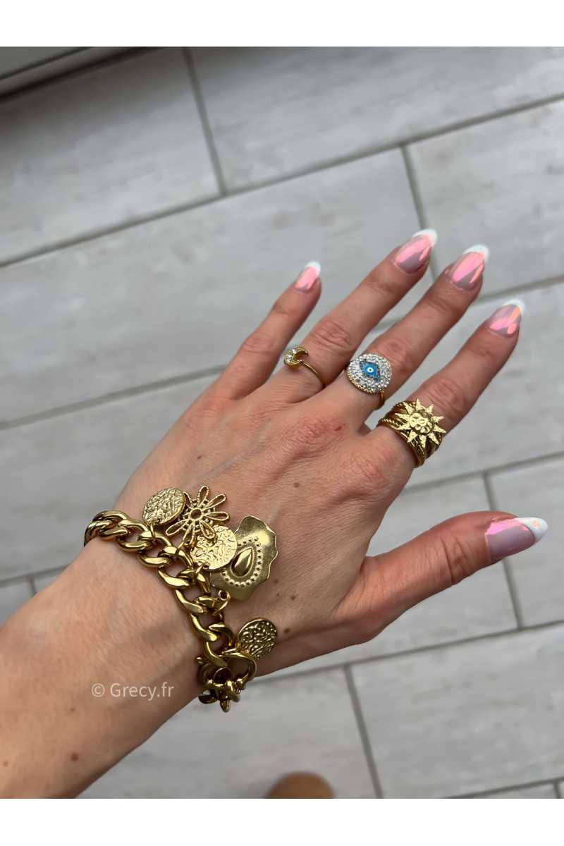 bracelet papilles charms or doré acier inoxydable bijoux été 2024 grecy