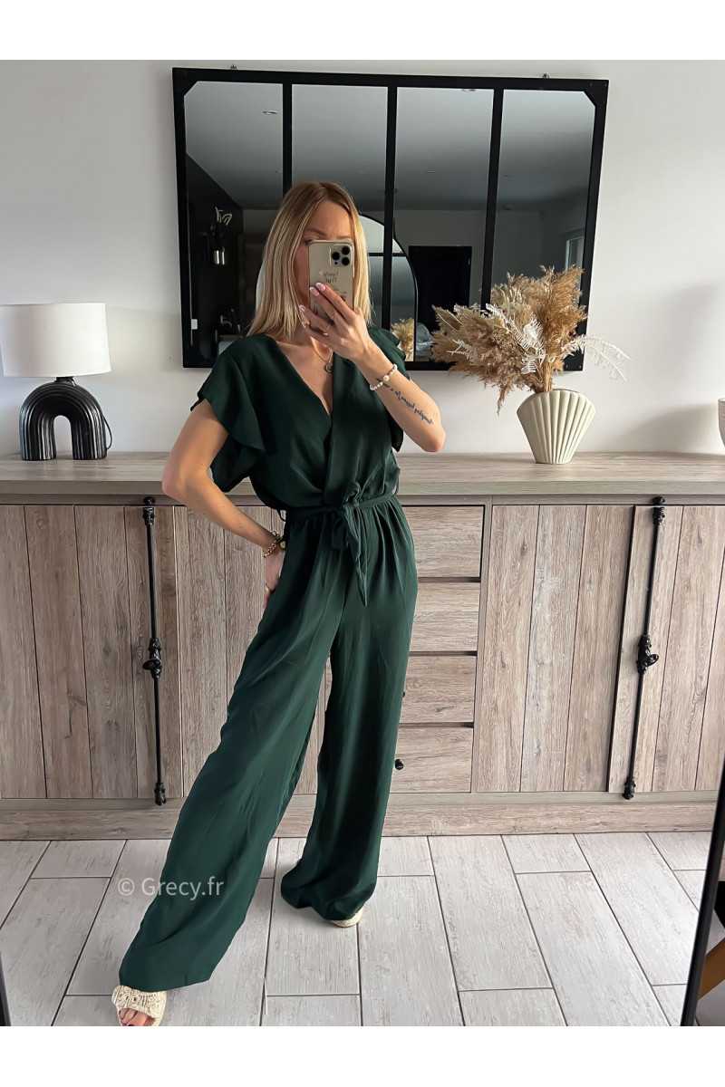 combinaison fluide vert sapin cérémonie tendance grecy été 2024 outfit ootd look